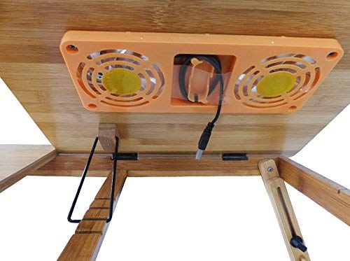 SEAFON Mesa De Bambú Con Ventilador Cooler Para Laptop De 10 - 16 pulgadas