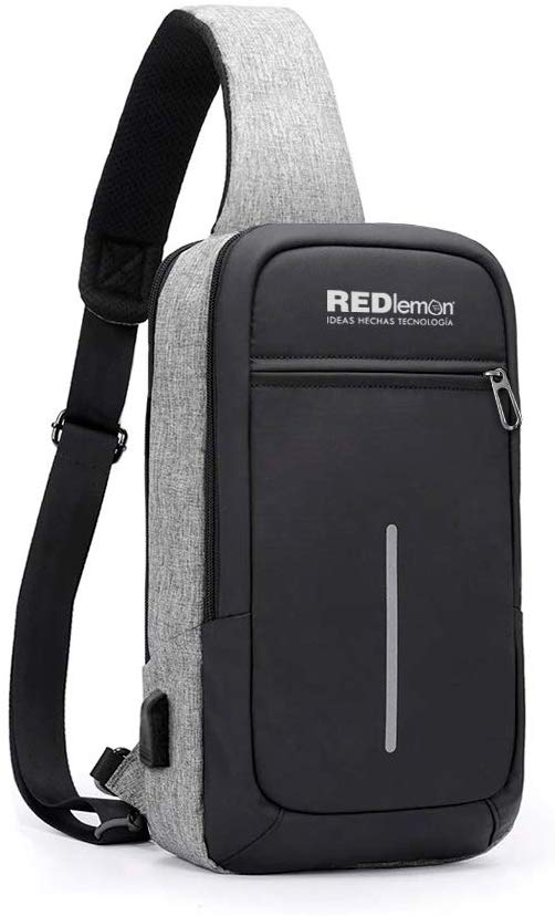 Redlemon Mini Mochila Antirrobo Impermeable con Puerto USB para Power Bank, Espacio para Notebook o Tablet, Múltiples Compartimentos,Casual, Ligera, Cómoda, Multifuncional