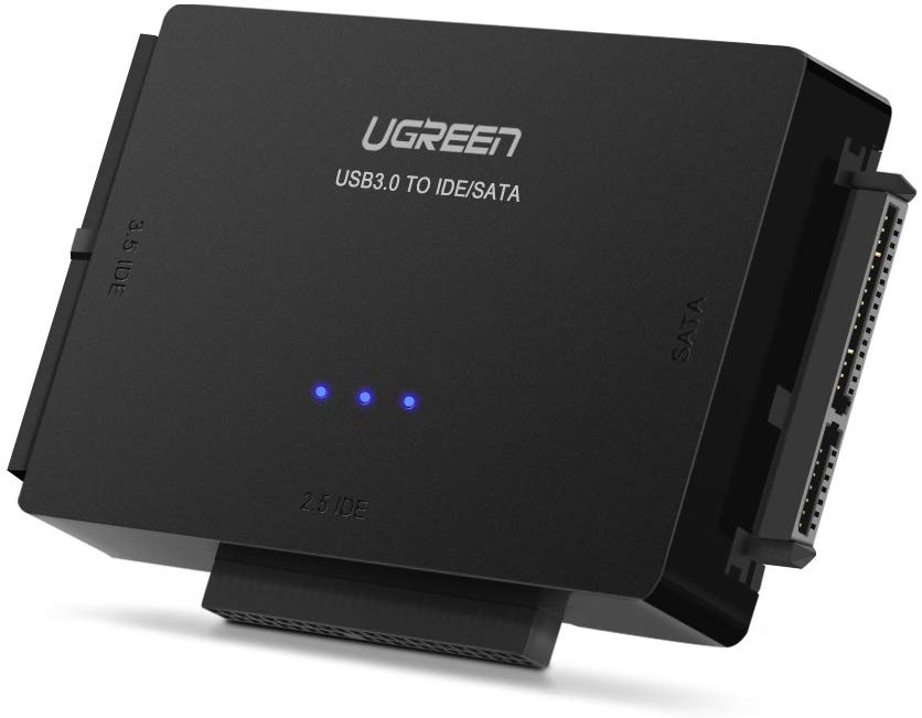 UGREEN Adaptador IDE USB 3.0 a Sata IDE Disco Duro Convertidor Combo para 2.5" 3.5" IDE SATA SSD Disco Duro Discos con 12V 2A Adaptador de Alimentación y USB 3.0 Cable para computadora Portátil