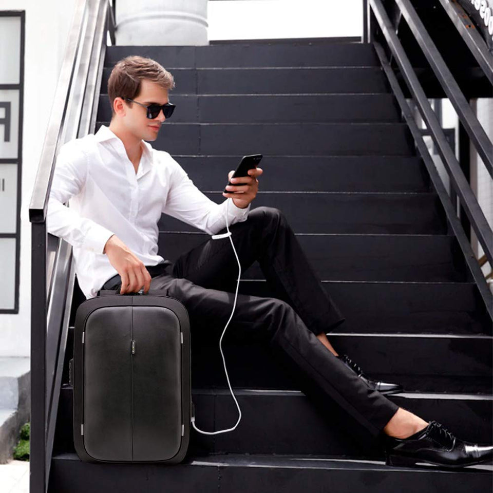 RedLemon Mochila Backpack Antirrobo De Lujo con Candado, Múltiples Compartimentos para Laptop de 15” y Tablet, Puerto USB Integrado, Impermeable, Diseño Moderno Elegante Minimalista, Ergonómica