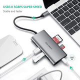 UGREEN Hub USB C 3.1 Adaptador, USB Tipo C a 4K HDMI, RJ45 1000Mbps RJ45, Power Delivery 100W, Lector Tarjeta SD/TF, 3 Puertos USB 3.0 para Macbook Air 2018 Macbook Pro, Dell XPS, Asus Zenbook, Huawei