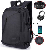Mochila antirrobo,DOXUNGO Mochila para portátil Unisex con bloqueo con contraseña y puerto de carga USB Interfaz y puerto para audífonos,Mochila Daypack Impermeable hasta 15.6 pulgadas(Negro)