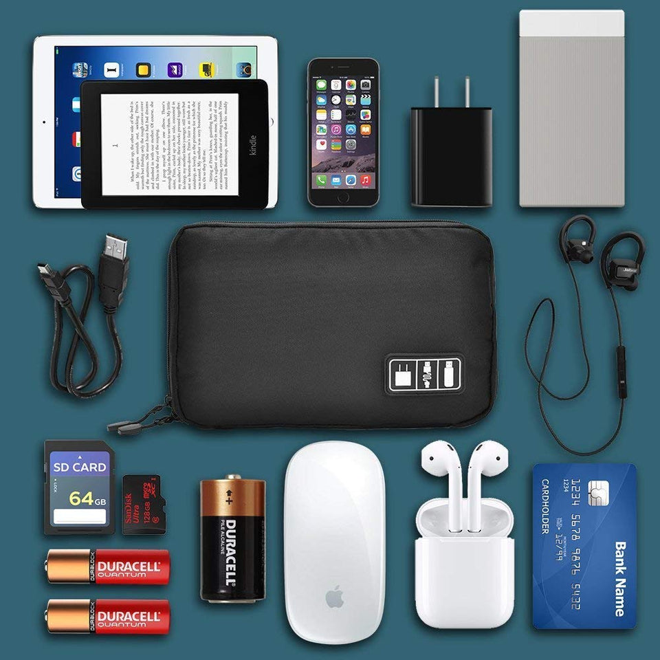 Rybron Organizador de Cables de Viaje, Accesorios de electrónica portátil Estuches para Discos Duros, Cables de Carga, Cargador USB, Negro