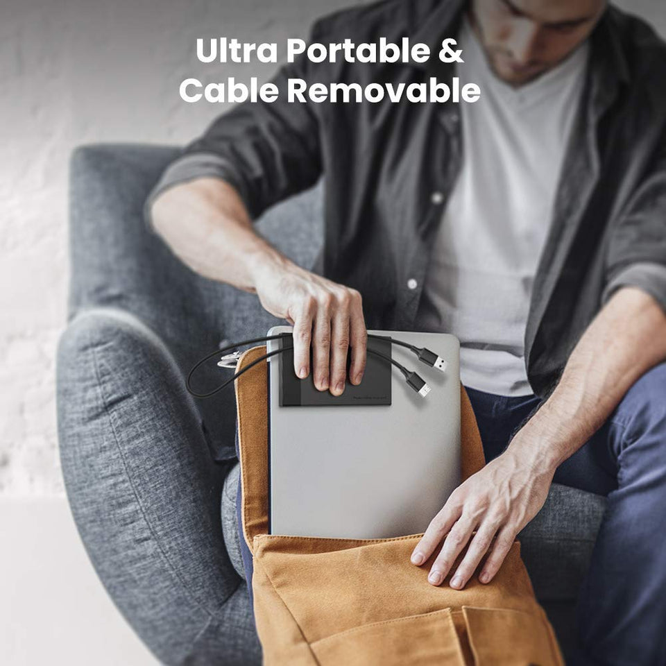 UGREEN Carcasa de Disco Duro, Caja de Disco Duro USB 3.0 con UASP Integrado, Compatible con 2.5'' HDD SSD SATA I/II/III de 7mm 9.5mm, 6TB MAX con 30CM Cable Extraíble