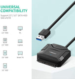 UGREEN USB 3.0 a SATA III Adaptador con UASP Integrado Compatible con Discos Duros HDD SSD de 2.5" y 3.5" con 12V Adaptador de Corriente Incluido (USB 3.0 a SATA con UASP)