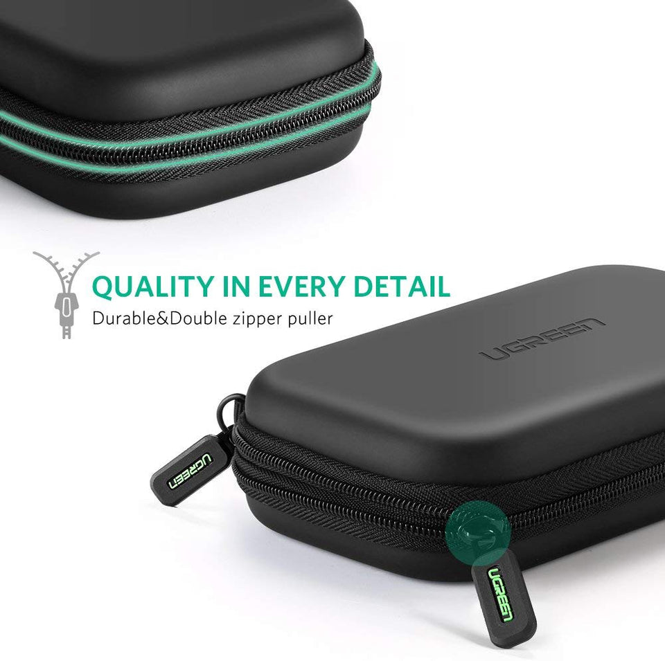 UGREEN Funda de Disco Duro Externo 2.5" Estuche EVA Neopreno con Cierre Cremallera y Bolsillos Compartimentos con Malla, Western Digital, Seagate, Toshiba HD, Cables, Tarjetas SD/TF, Memoria USB