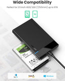 UGREEN Carcasa de Disco Duro, Caja de Disco Duro USB 3.1 Gen 2 Tipo C con UASP Integrado, Compatible con 2.5'' HDD SSD SATA I/II/III de 7mm 9.5mm, PS3/PS4, Xbox, 6TB MAX con 50CM Cable Extraíble