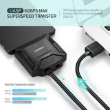 UGREEN USB 3.0 a SATA III Adaptador con UASP Integrado Compatible con Discos Duros HDD SSD de 2.5" y 3.5" con 12V Adaptador de Corriente Incluido (USB 3.0 a SATA con UASP)