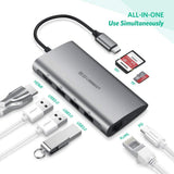 UGREEN Hub USB C 3.1 Adaptador, USB Tipo C a 4K HDMI, RJ45 1000Mbps RJ45, Power Delivery 100W, Lector Tarjeta SD/TF, 3 Puertos USB 3.0 para Macbook Air 2018 Macbook Pro, Dell XPS, Asus Zenbook, Huawei