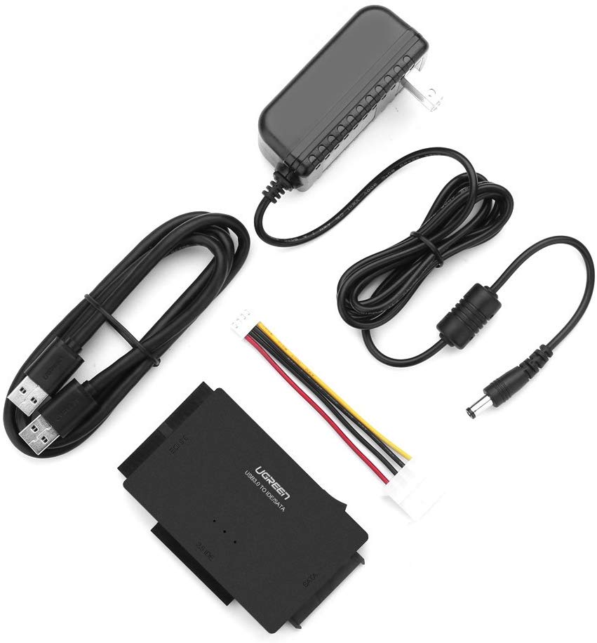 UGREEN Adaptador IDE USB 3.0 a Sata IDE Disco Duro Convertidor Combo para 2.5" 3.5" IDE SATA SSD Disco Duro Discos con 12V 2A Adaptador de Alimentación y USB 3.0 Cable para computadora Portátil