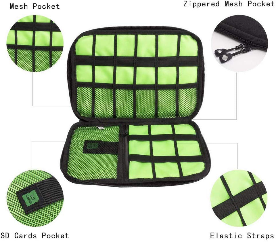 Rybron Organizador de Cables de Viaje, Accesorios de electrónica portátil Estuches para Discos Duros, Cables de Carga, Cargador USB, Negro