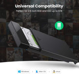 UGREEN Carcasa de Disco Duro, Caja de Disco Duro USB 3.0 con UASP Integrado, Compatible con 2.5'' HDD SSD SATA I/II/III de 7mm 9.5mm, 6TB MAX con 30CM Cable Extraíble