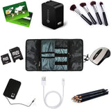 ProCase Organizador de Viaje Enrollable para Accesorios Electrónicos, Bolsa de Transporte de Artilugios, Bolso de Almacenamiento para Cargador/Cables USB/Tarjetas de Memoria SD/Auriculares/Disco Duro -Gris