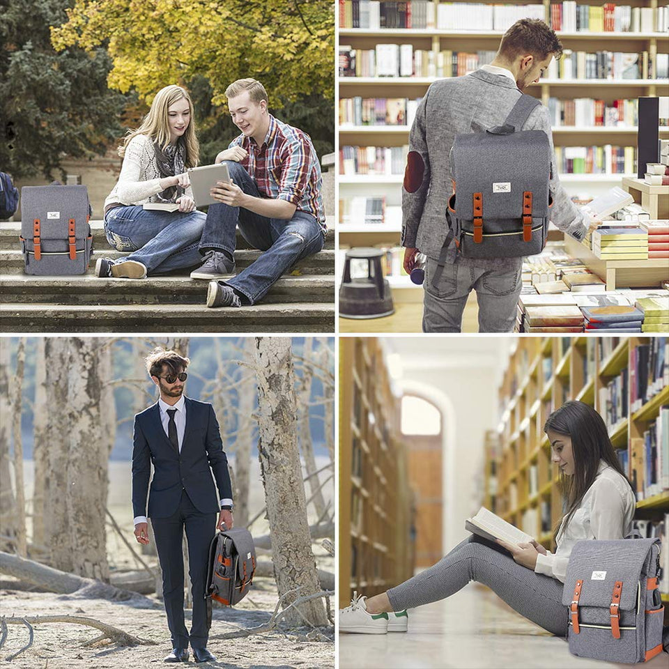 TUQI Mochila para Laptop Computadora Portátil para Empresas, Mochila de Viaje Casual Business College Mochila para Hombres, Mujeres, Trabajo, Macbook, Tableta (Gris)