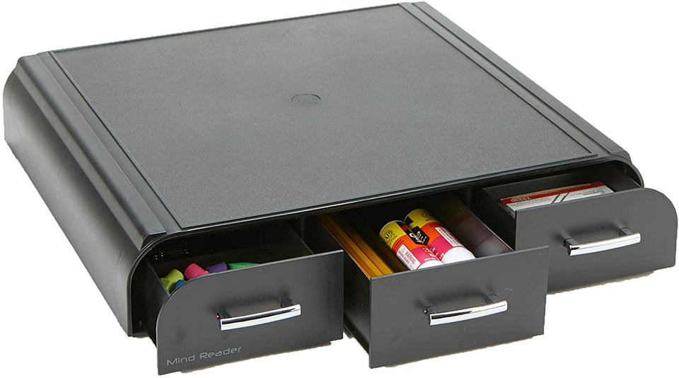 Mind Reader 'Perch' Organizador de escritorio y soporte para monitor, computadora, laptop, IMac, Negro