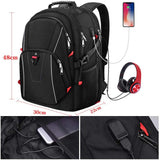 Mochila para Portatil Mochila Laptop Impermeable Mochila al Aire Libre Mochila Antirrobo Mochila de Estudiante Universitario de Viaje con Puerto de Carga USB 17 Pulgadas Hombres Mujer Negro