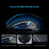VicTsing Ratón Inalámbrico para Juegos con Exclusivo Clic Silencioso, Respiración Iluminada, 6 botones Programables, 2400 DPI, Puños Ergonómicos, 7 Botones- Negro