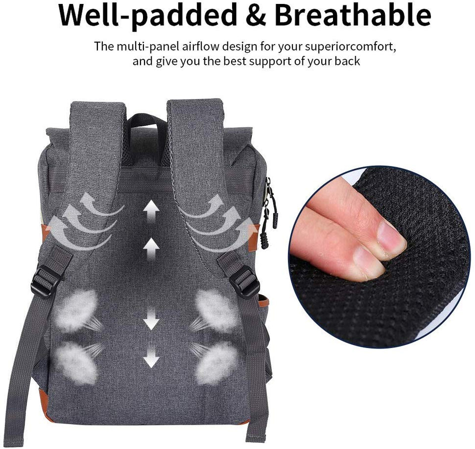 TUQI Mochila para Laptop Computadora Portátil para Empresas, Mochila de Viaje Casual Business College Mochila para Hombres, Mujeres, Trabajo, Macbook, Tableta (Gris)
