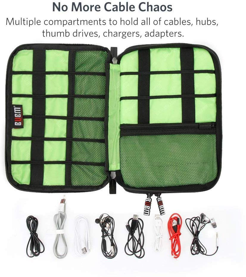 Rybron Organizador de Cables de Viaje, Accesorios de electrónica portátil Estuches para Discos Duros, Cables de Carga, Cargador USB, Negro