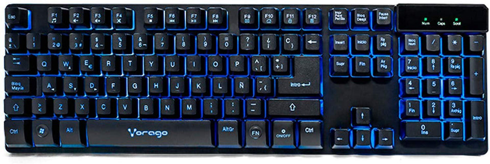 Vorago Keyboard502 Teclado Start The Game Alámbrico Metálico Multimedia Iluminado RGB USB, color Negro