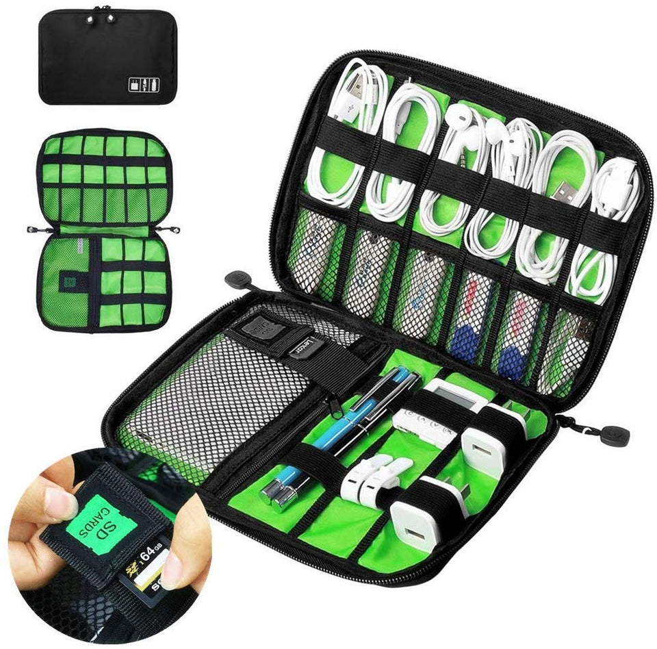 Rybron Organizador de Cables de Viaje, Accesorios de electrónica portátil Estuches para Discos Duros, Cables de Carga, Cargador USB, Negro