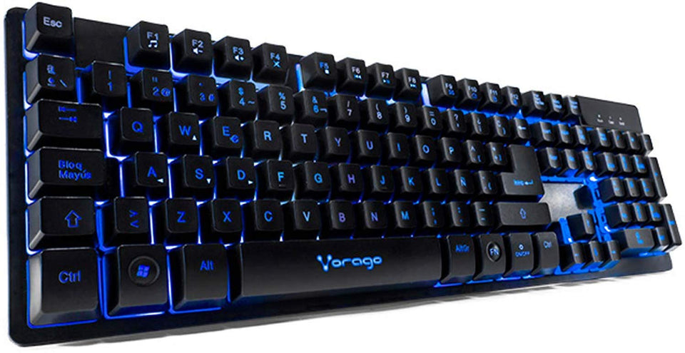 Vorago Keyboard502 Teclado Start The Game Alámbrico Metálico Multimedia Iluminado RGB USB, color Negro