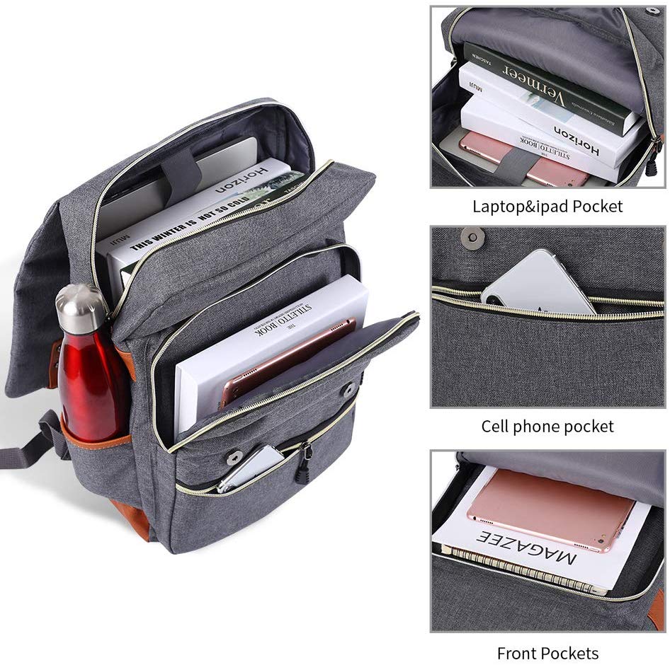 TUQI Mochila para Laptop Computadora Portátil para Empresas, Mochila de Viaje Casual Business College Mochila para Hombres, Mujeres, Trabajo, Macbook, Tableta (Gris)