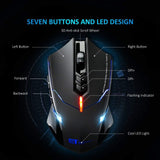 VicTsing Ratón Inalámbrico para Juegos con Exclusivo Clic Silencioso, Respiración Iluminada, 6 botones Programables, 2400 DPI, Puños Ergonómicos, 7 Botones- Negro