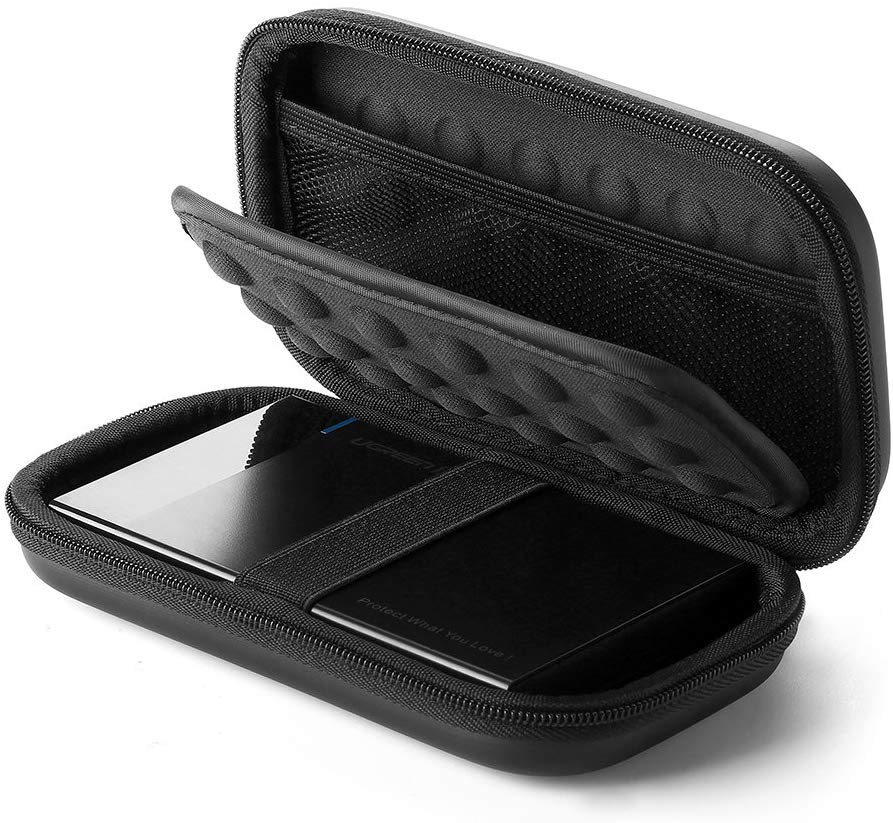UGREEN Funda de Disco Duro Externo 2.5" Estuche EVA Neopreno con Cierre Cremallera y Bolsillos Compartimentos con Malla, Western Digital, Seagate, Toshiba HD, Cables, Tarjetas SD/TF, Memoria USB