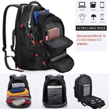 Mochila para Portatil Mochila Laptop Impermeable Mochila al Aire Libre Mochila Antirrobo Mochila de Estudiante Universitario de Viaje con Puerto de Carga USB 17 Pulgadas Hombres Mujer Negro