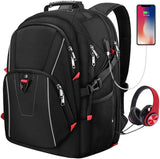 Mochila para Portatil Mochila Laptop Impermeable Mochila al Aire Libre Mochila Antirrobo Mochila de Estudiante Universitario de Viaje con Puerto de Carga USB 17 Pulgadas Hombres Mujer Negro