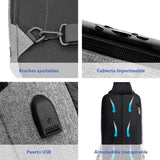 Redlemon Mini Mochila Antirrobo Impermeable con Puerto USB para Power Bank, Espacio para Notebook o Tablet, Múltiples Compartimentos,Casual, Ligera, Cómoda, Multifuncional
