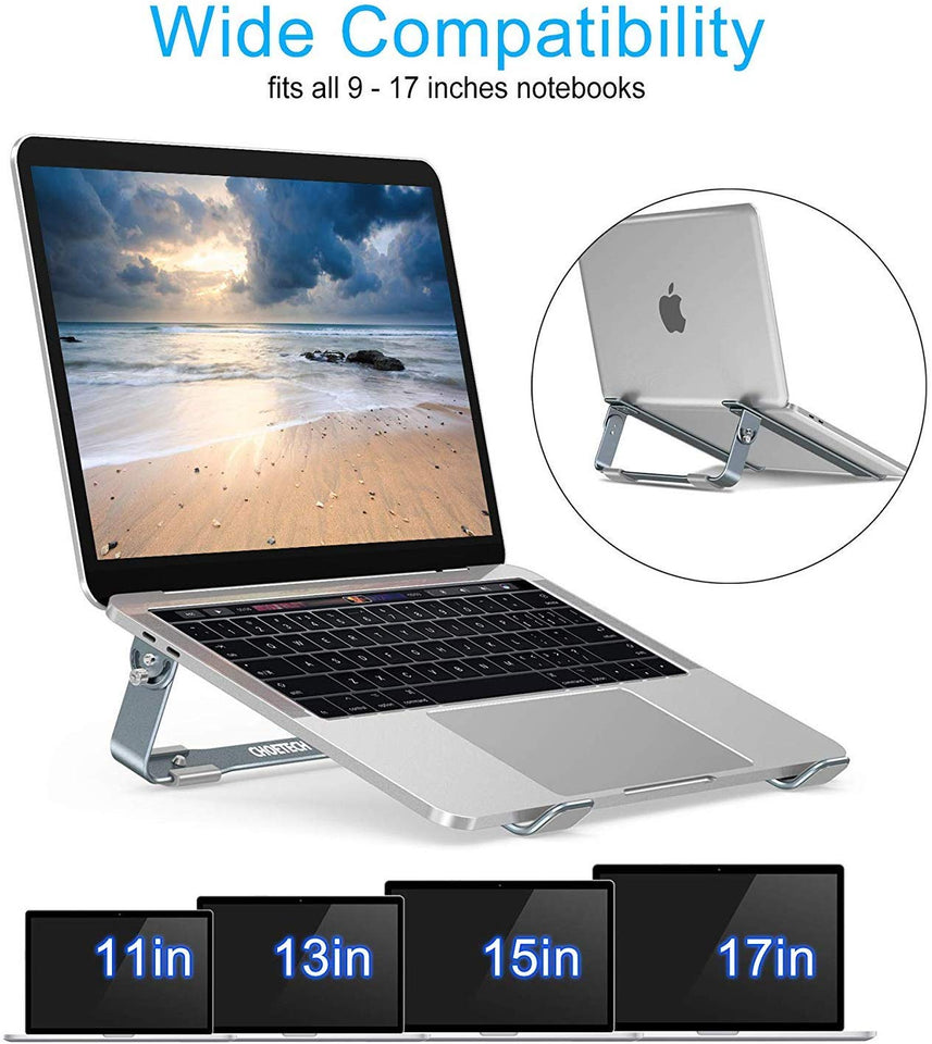 Soporte Ajustable para computadora portátil, CHOETECH Base para laptop Aluminio Desmontable Para MacBook Air, MacBook Pro,Chromebook,Samsung,Acer,HP,Dell y otro computadora portátil ordenador 9" y 17"