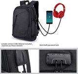 Mochila antirrobo,DOXUNGO Mochila para portátil Unisex con bloqueo con contraseña y puerto de carga USB Interfaz y puerto para audífonos,Mochila Daypack Impermeable hasta 15.6 pulgadas(Negro)