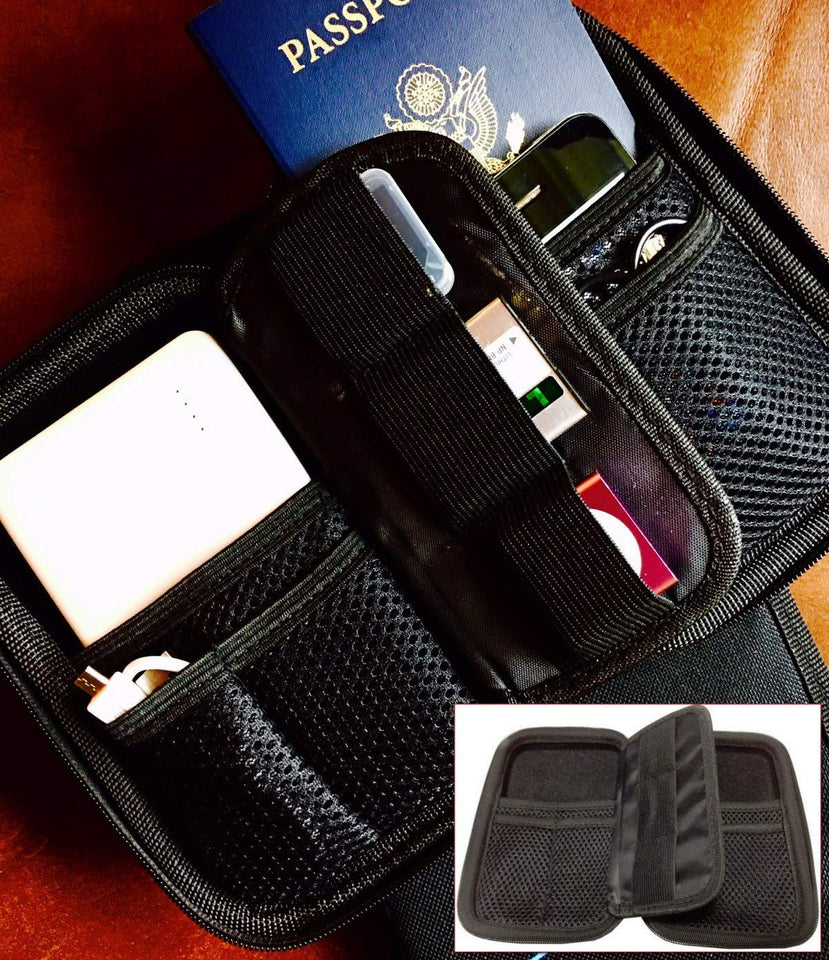 Cheelom Organizador Portátil, Bolsa para Accesorios Electrónicos, para Viajes, Impermeable, Funda Portable para Discos Duros, Cables USB, Auriculares, Móviles, Cargadores, Accesorios Digitales. -Negro