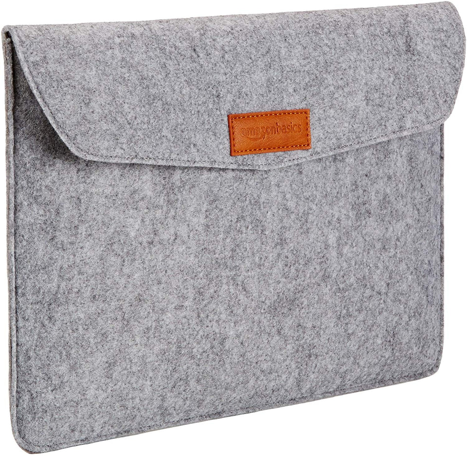 Amazon Basics Funda para portátil de 13", Fieltro, Gris Claro