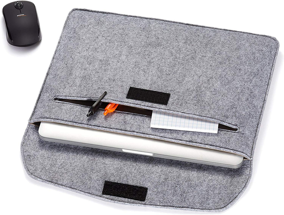 Amazon Basics Funda para portátil de 13", Fieltro, Gris Claro